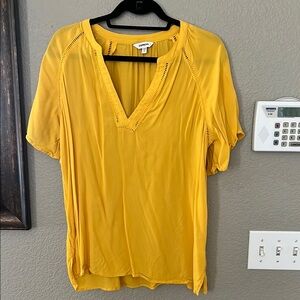 Express Yellow Flutter Sleeve Blouse Relaxed Fit